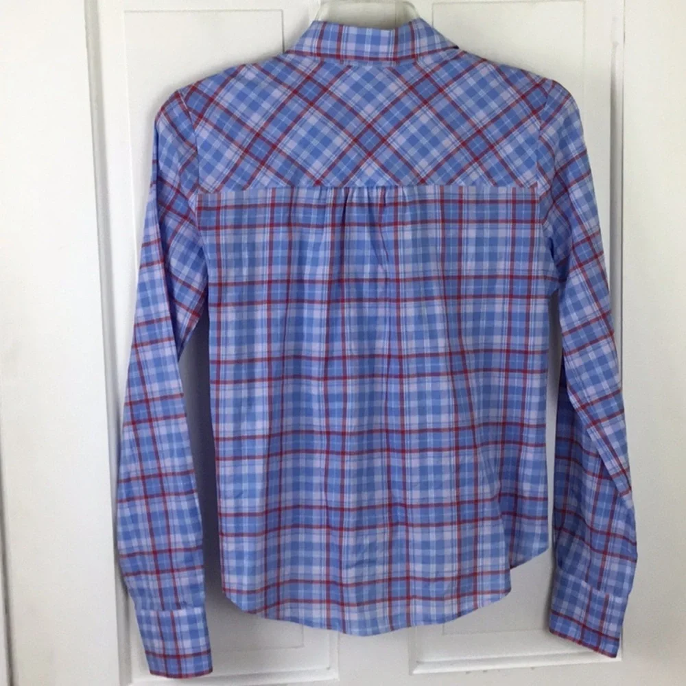 J. Crew Cotton Plaid Button Up Shirt Front tie